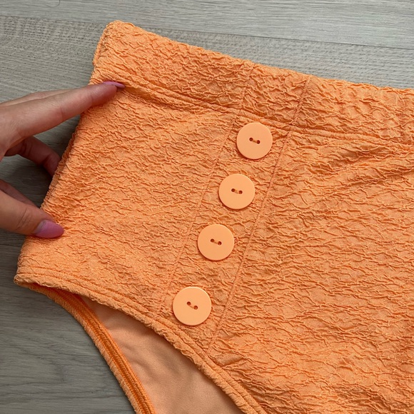 Addition Elle High Waist Textured Bikini Bottom w/ Buttons - Picture 5 of 7